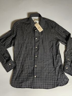 Officine Generale Giacomo Mini Check Shirt In Black-Ecru Men's M New